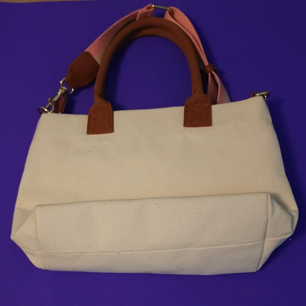 Universal Thread canvas white pink handbag purse with strap - Picture 2 of 4